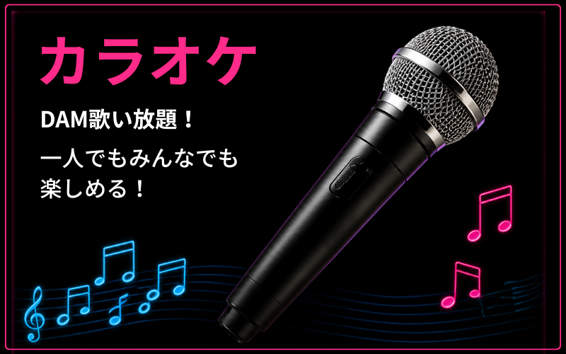 カラオケ
DAM歌い放題
一人でもみんなでも楽しめる